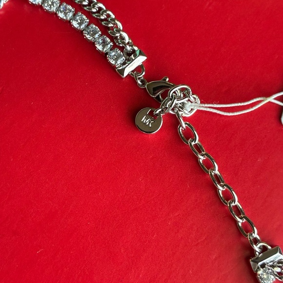 Michael Kors Necklace,Michael Kors Silver and Crystal Necklace - Picture 3 of 11